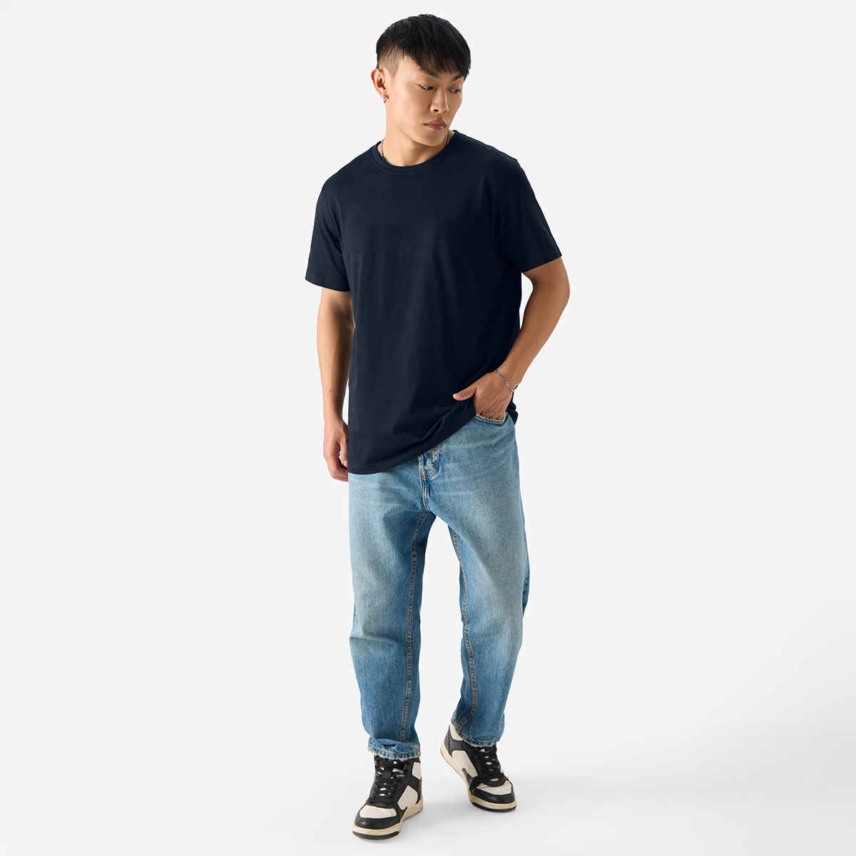 The Souled Store Men's Regular Solids- Navy Blue T-Shirts | Navy Blue | S