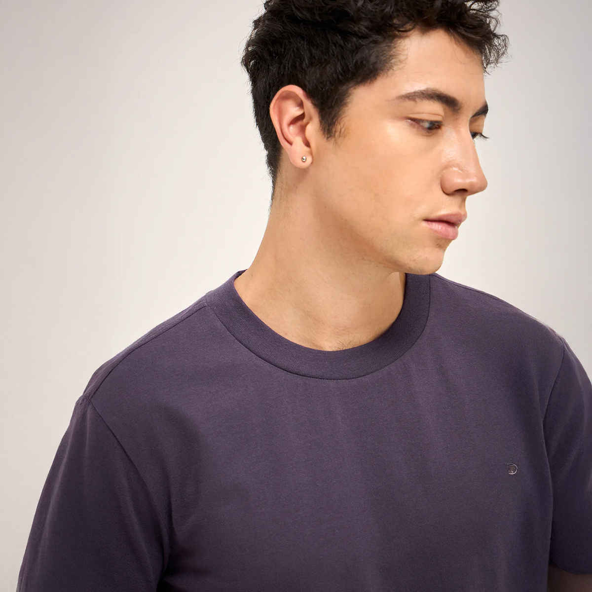 The Bear House Men Relax Fit Solid T-shirt - Thames | Purple | XXL