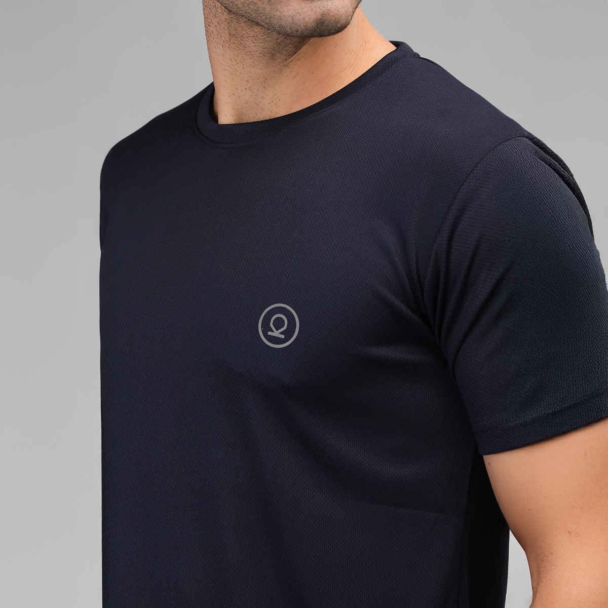 Chkokko Men's Solid Regular Fit Sports T-shirt | Navy Blue - XL