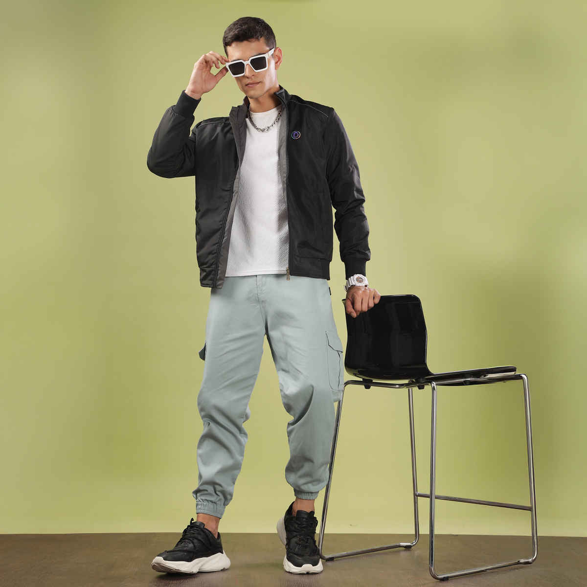 Dollar Jacket For Men Casual Zipper Bomber For Winter MAMWJ 903 Black M