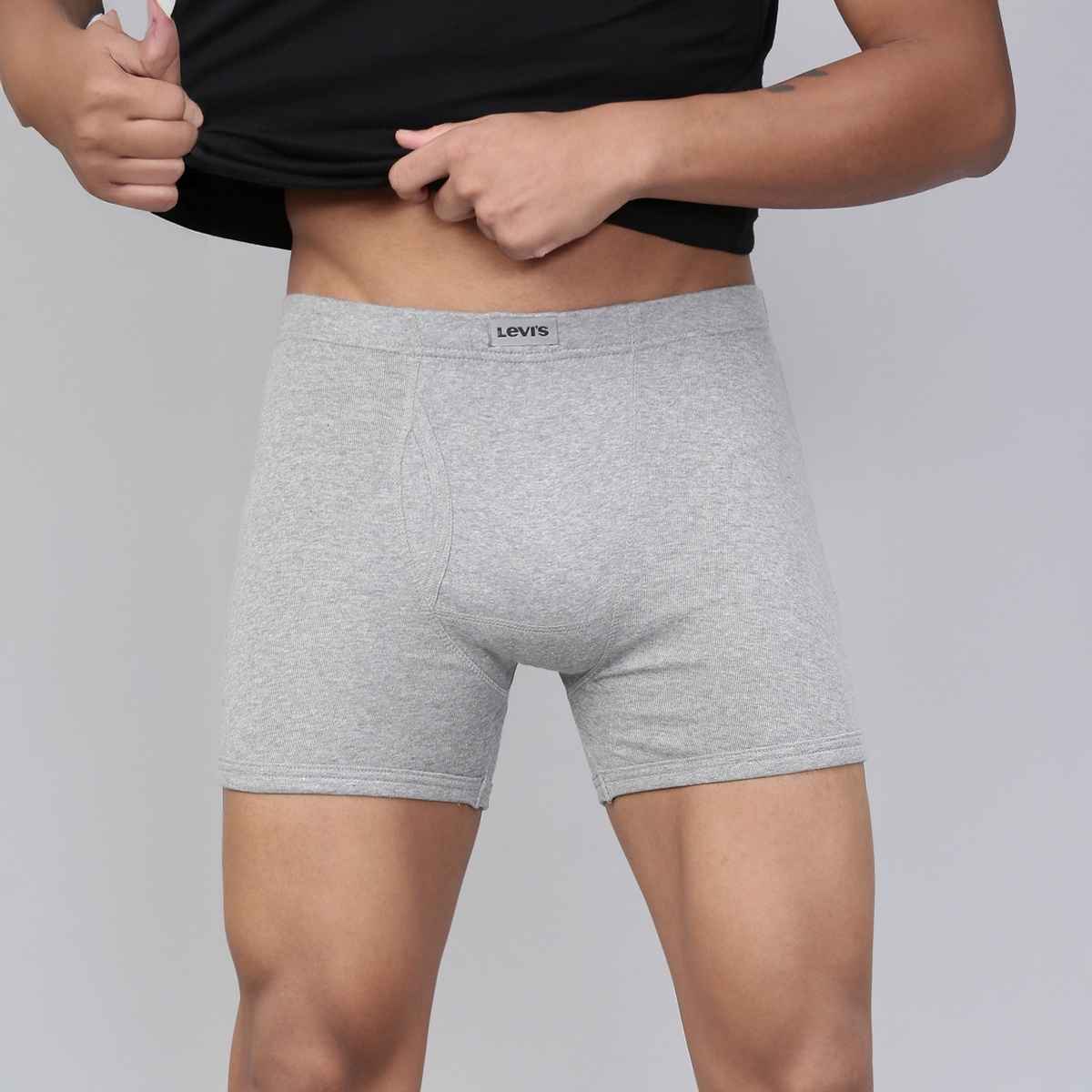 Levi's 010 Men 100% Cotton Boxer Briefs with Anti-Roll Waistband, Functional Fly