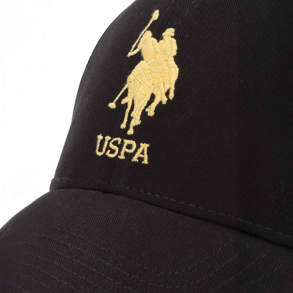 USPA Contrast Logo Cotton Cap For Men Stylish - Black - One Size