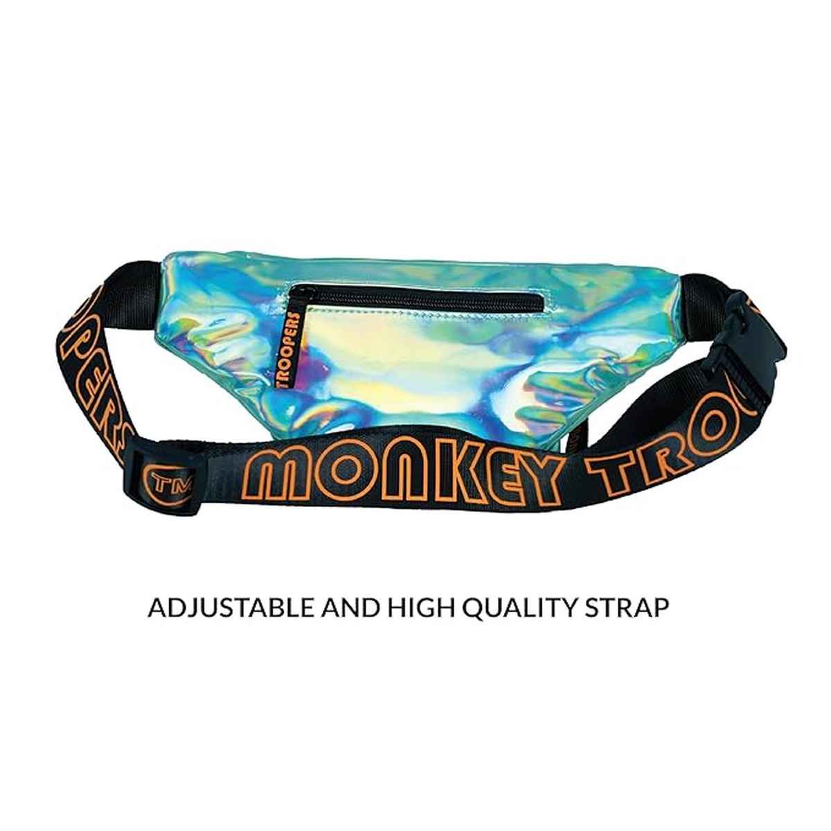 MONKEY TROOPERS Lit Waist Bag - Stylish Fanny Pack for Travel, Concert, Festival, Water Resistant | Silver