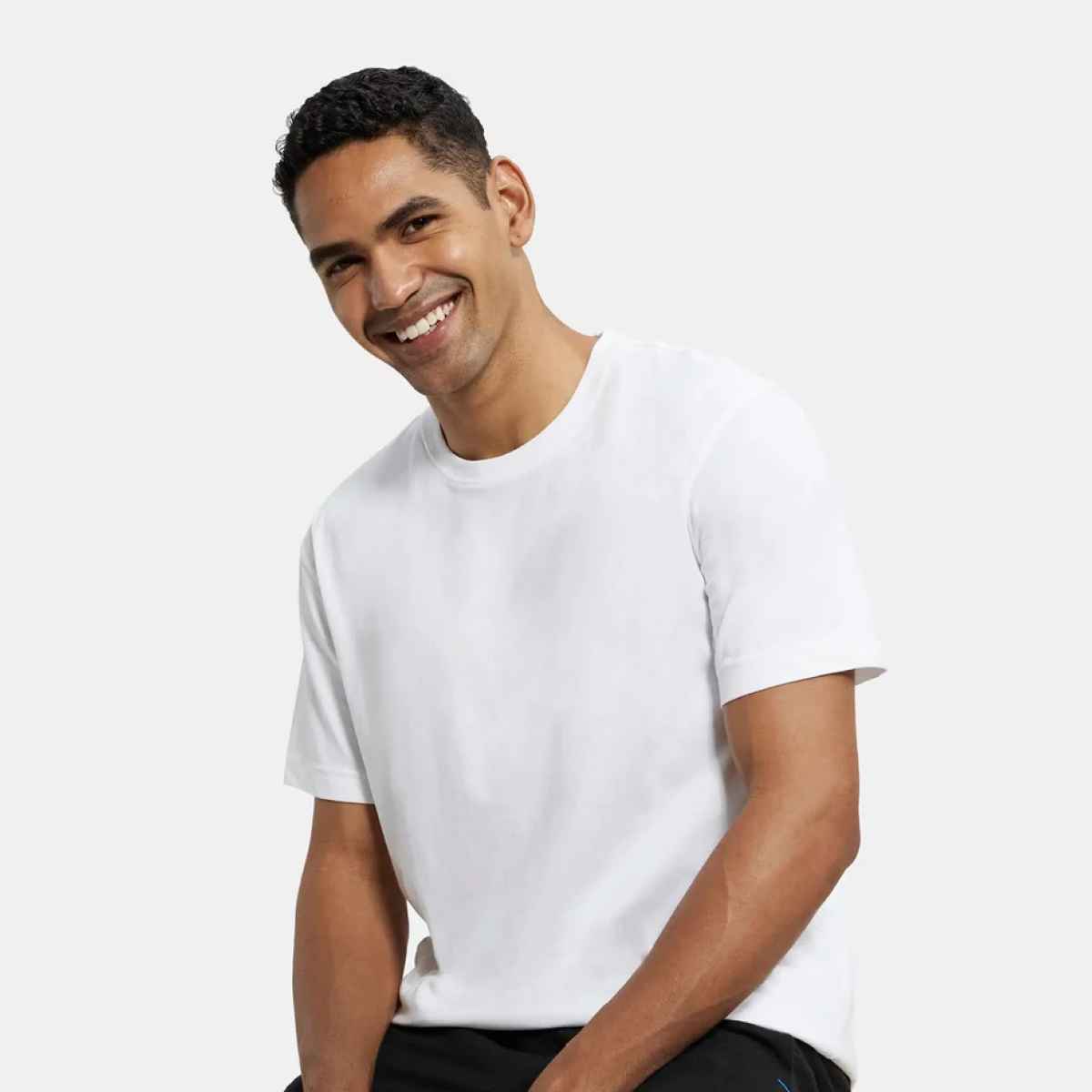 Jockey Men Cotton Rich Round Neck Half Sleeve T-shirt | White - L