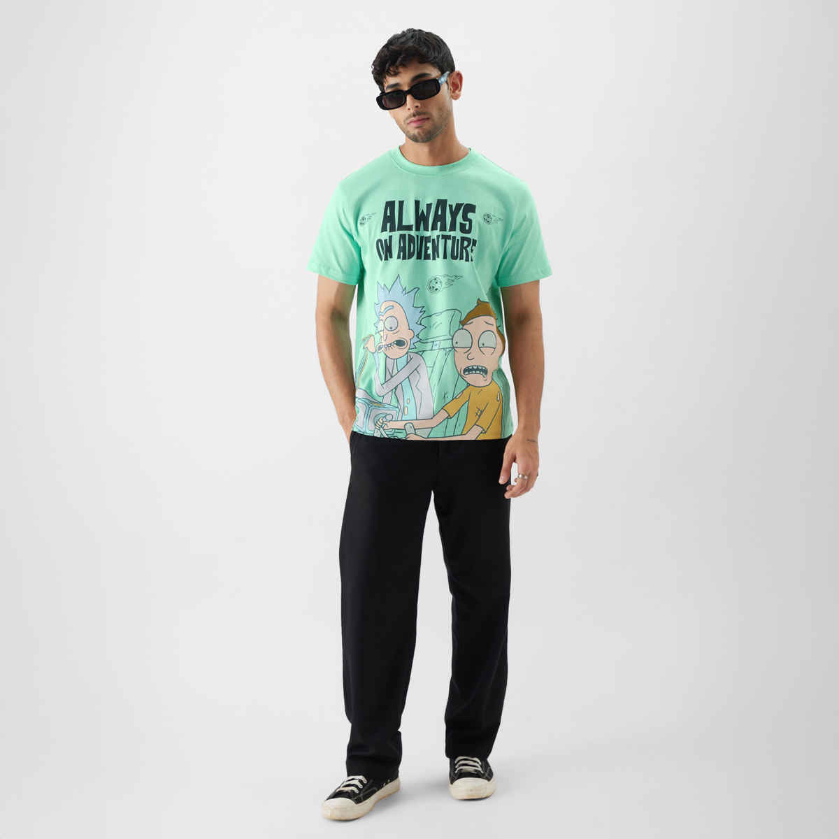 The Souled Store Men's Regular Rick And Morty- Adventure T-Shirts | Green | XL