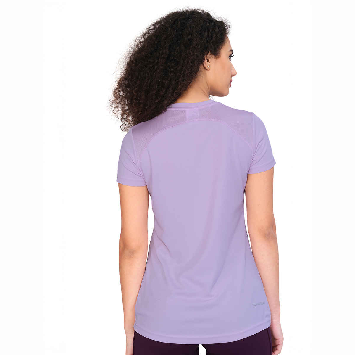 Technosport Women Solid Slim Fit Round Neck Sports T-shirt with Techno CooL Lilac 2XL
