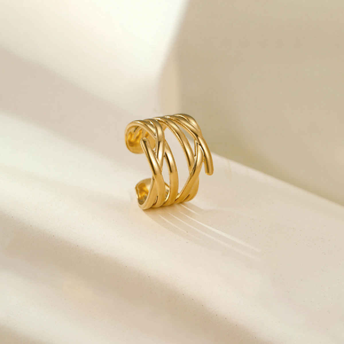 LabelShe Gold-Plated Stainless Steel Contemporary Adjustable Ring | LS-RNG-72200