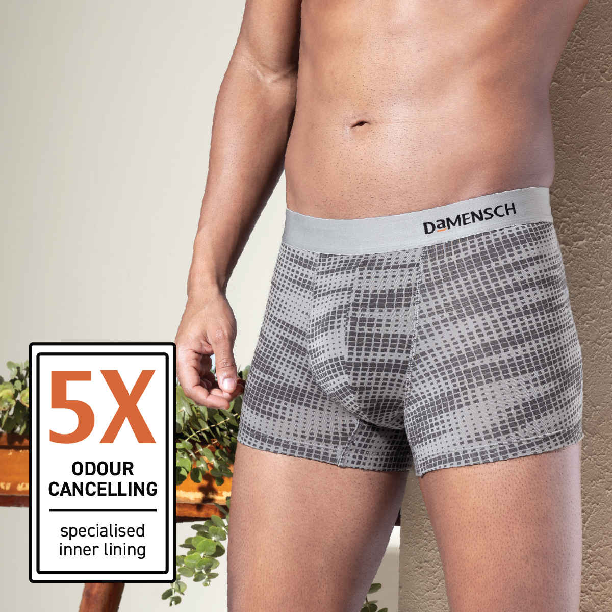 DaMENSCH Modal Men's Underwear Trunk | Pack of 2 | Silver, Grey - XL