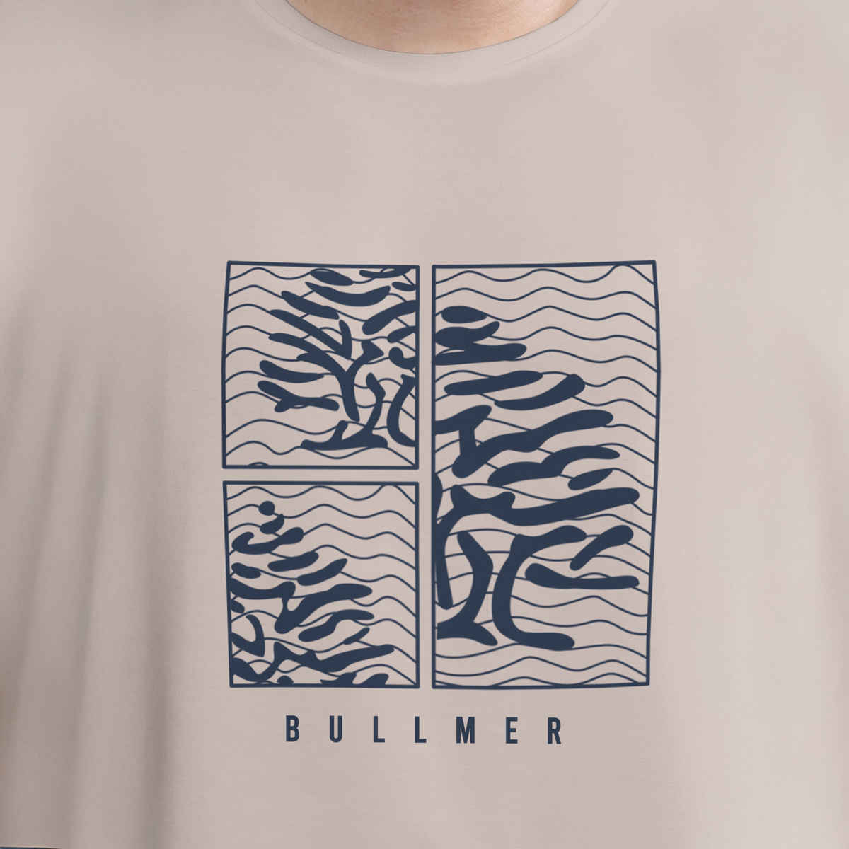 Bullmer Men's Oversized T-shirt Front Printed | Beige |L