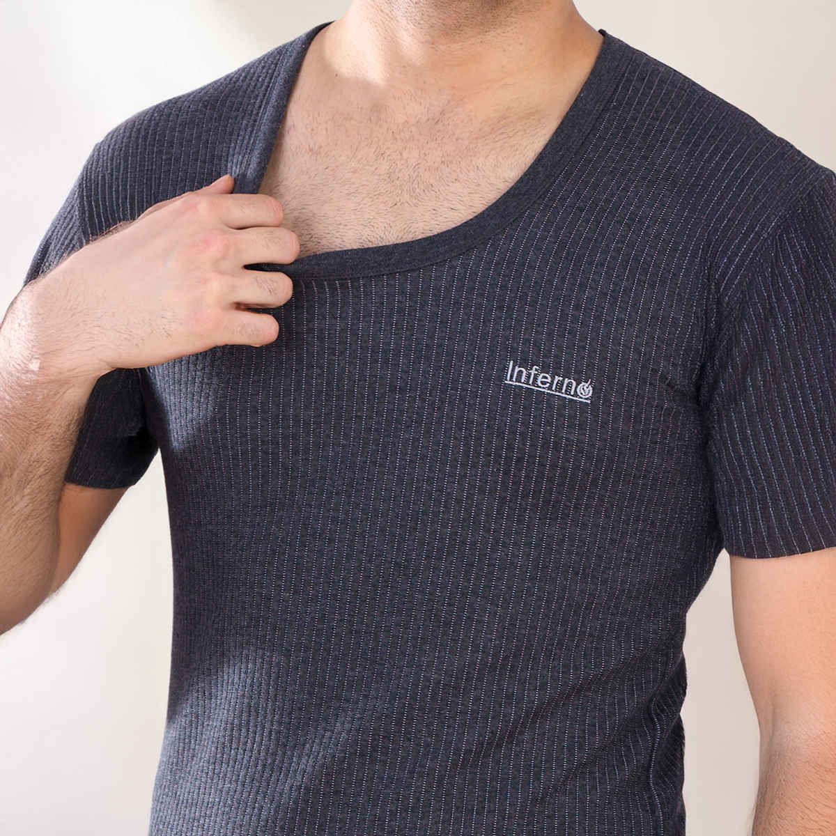 Lux Inferno Round Neck Full Sleeve Thermal Top for Men | Charcoal | 90 | Size L