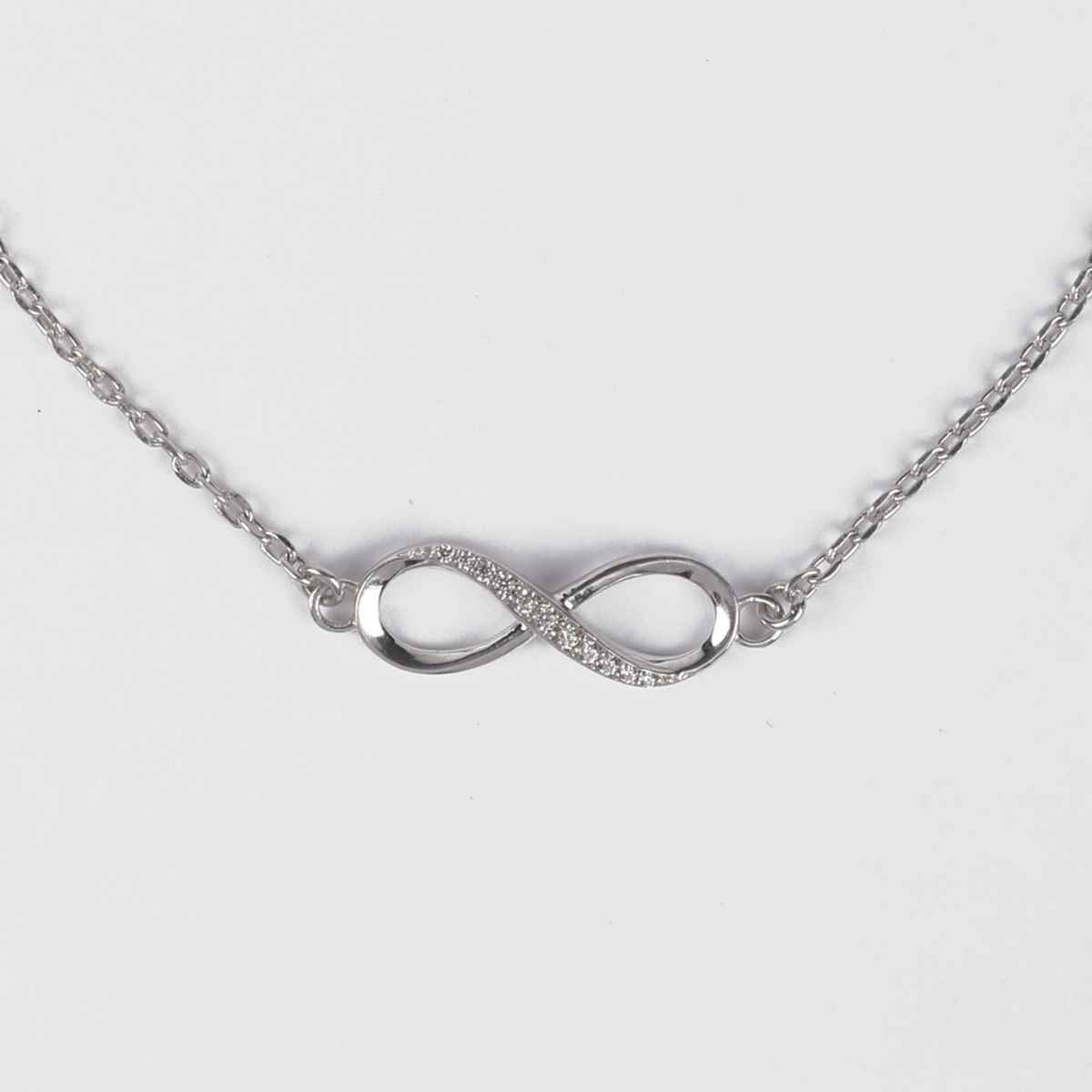 Clara 925 Sterling Silver Infinity Bracelet | Adjustable | Rhodium Plated | Swiss Zirconia