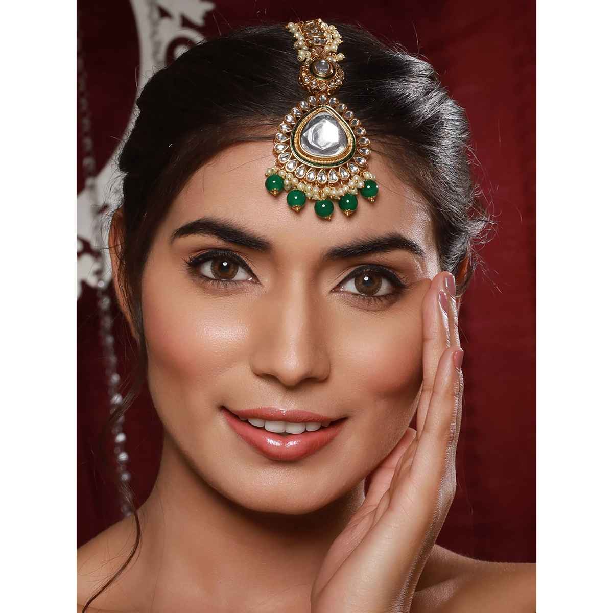 Aatmana Gold-Plated Kundan Studded Maang Tikka Head Jewellery