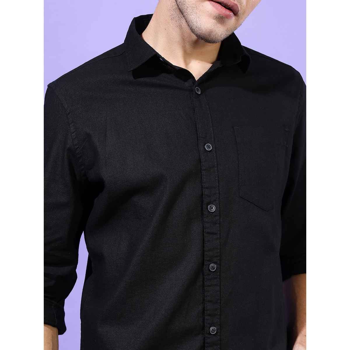 Ketch Men Solid Slim Fit Casual Shirt - Black | L
