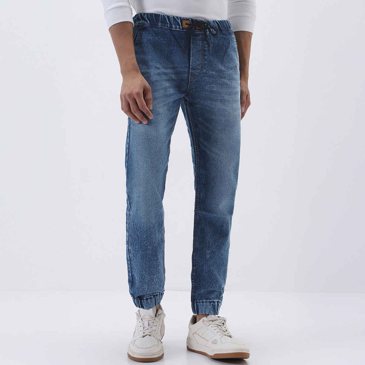 Urbano Fashion Men's Jogger Jeans Slim Fit Stretch Washed | Blue | 32