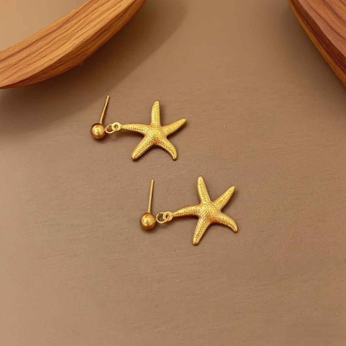 Label She Gold Plated Stainless Steel Star Themed Drop Earrings | LS-ERG-57102