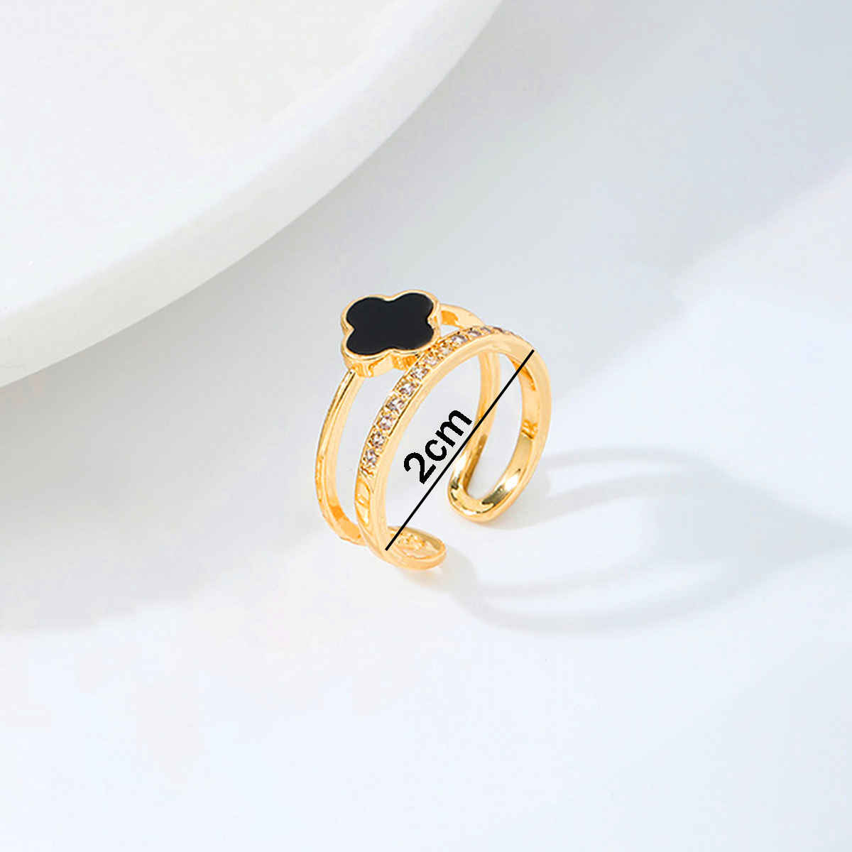 Label She Gold Plated Stainless Steel Clover Adjustable Ring | LS-RNG-72167