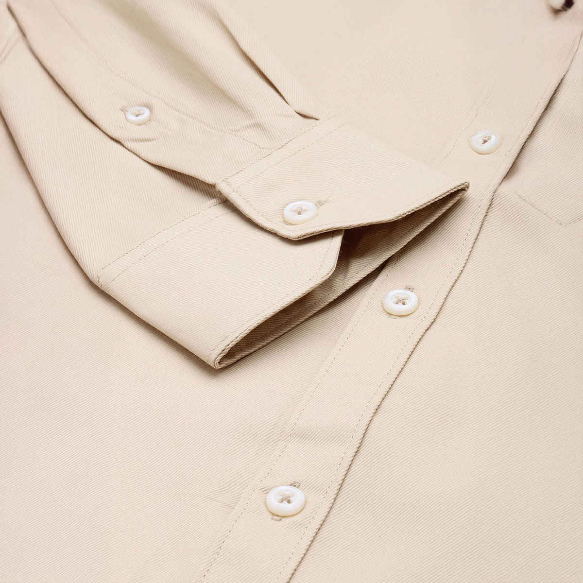 The Indian Garage Co Men's Slim Fit Solid Formal Shirt | Beige - L