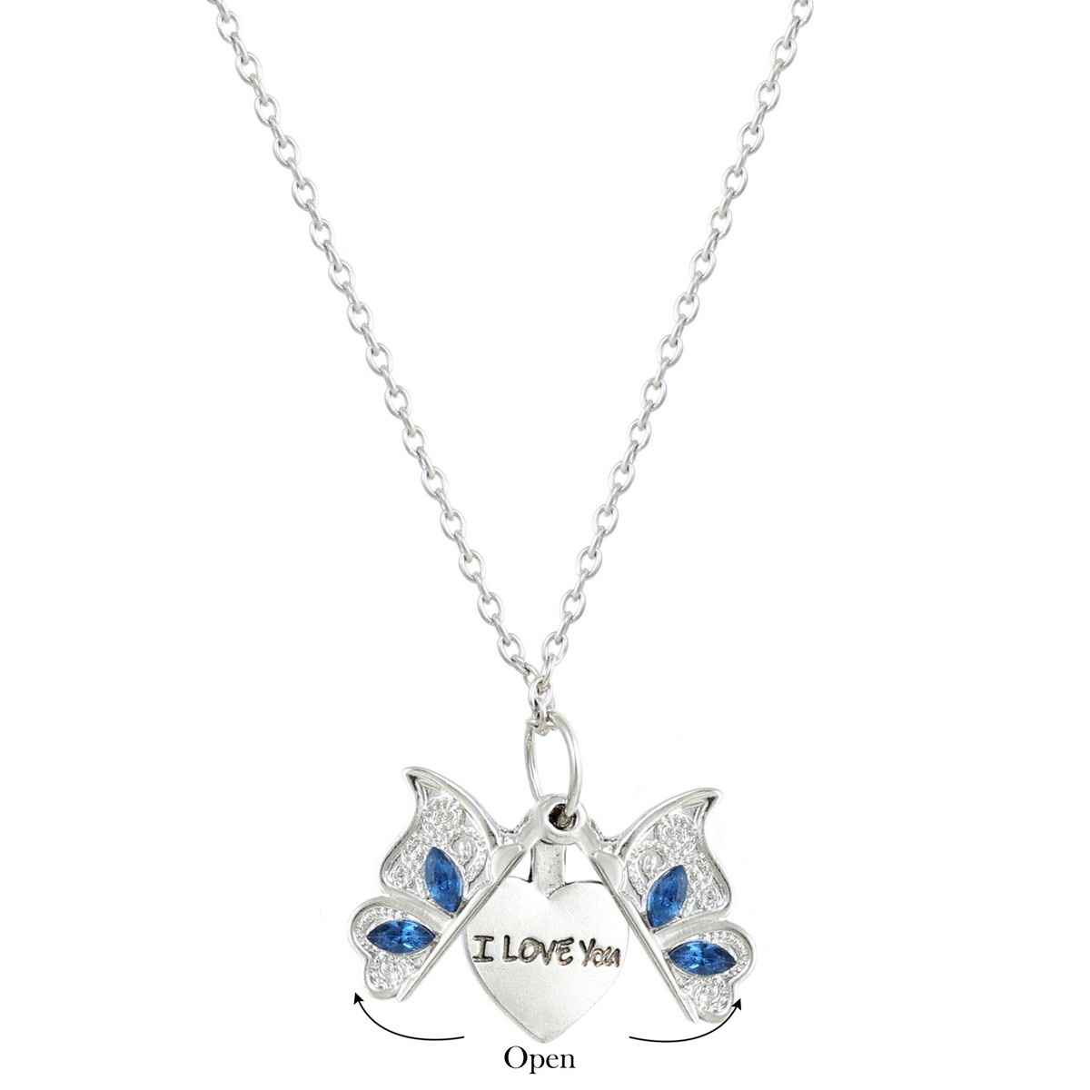 Fashion Frill Women's Openable Butterfly Pendant Chain Silver Onesize