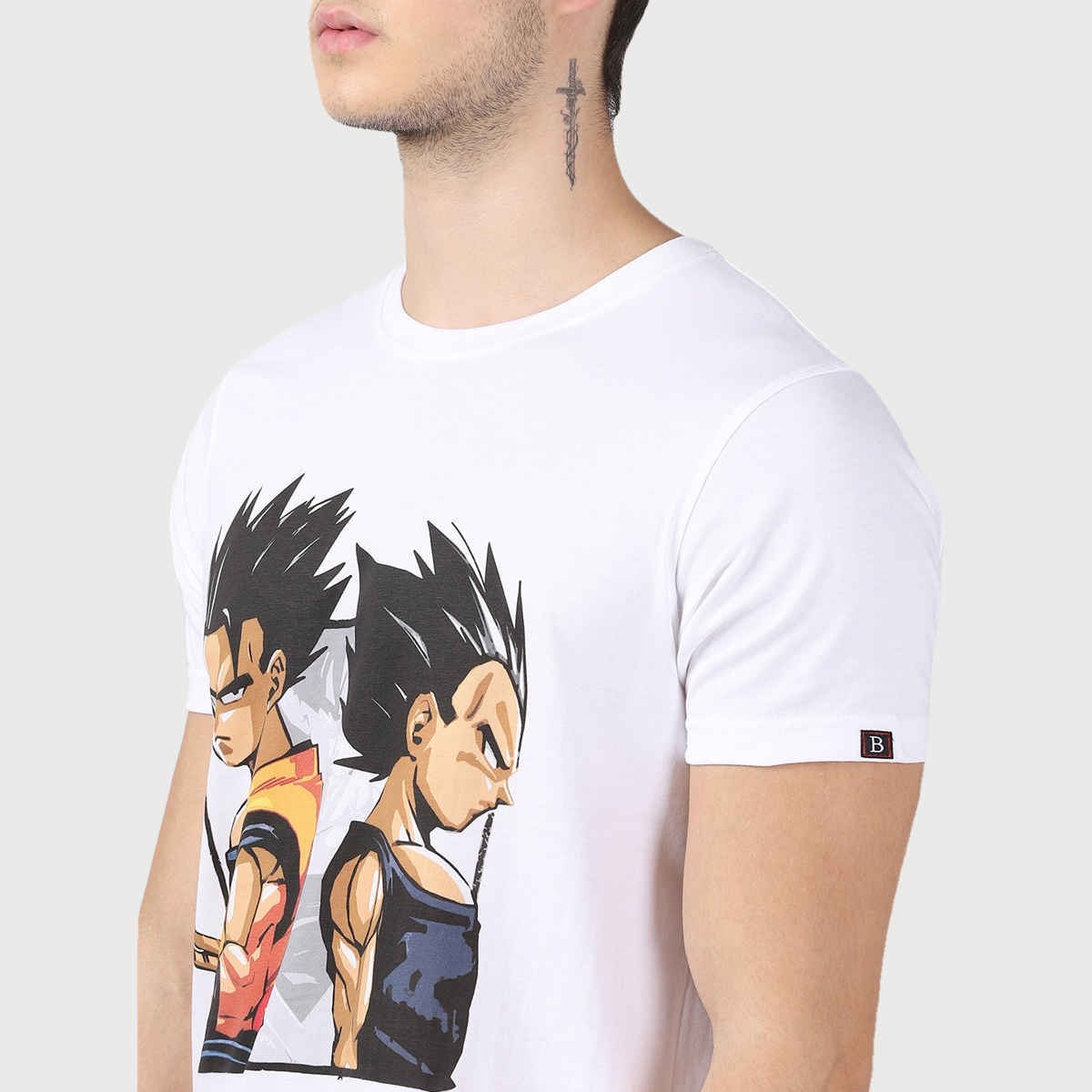 Bushirt Men's Goku Vegeta | Dragon Ball Z Anime T-shirt | White - S