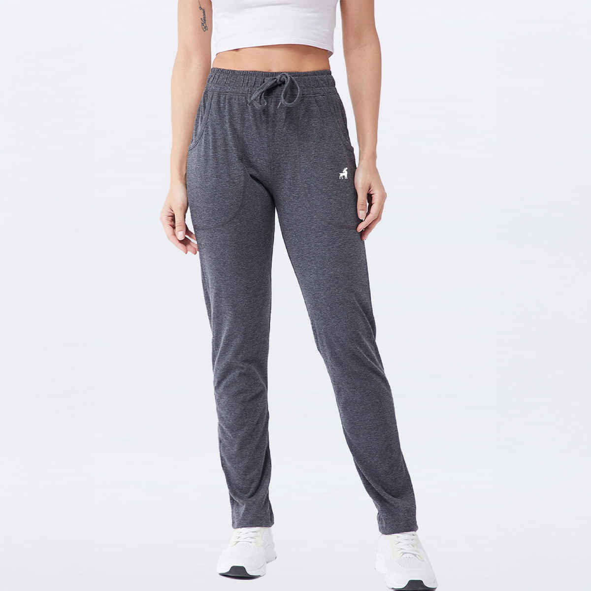 Modeve Women's Regular Fit Track Pants | Anthra - L