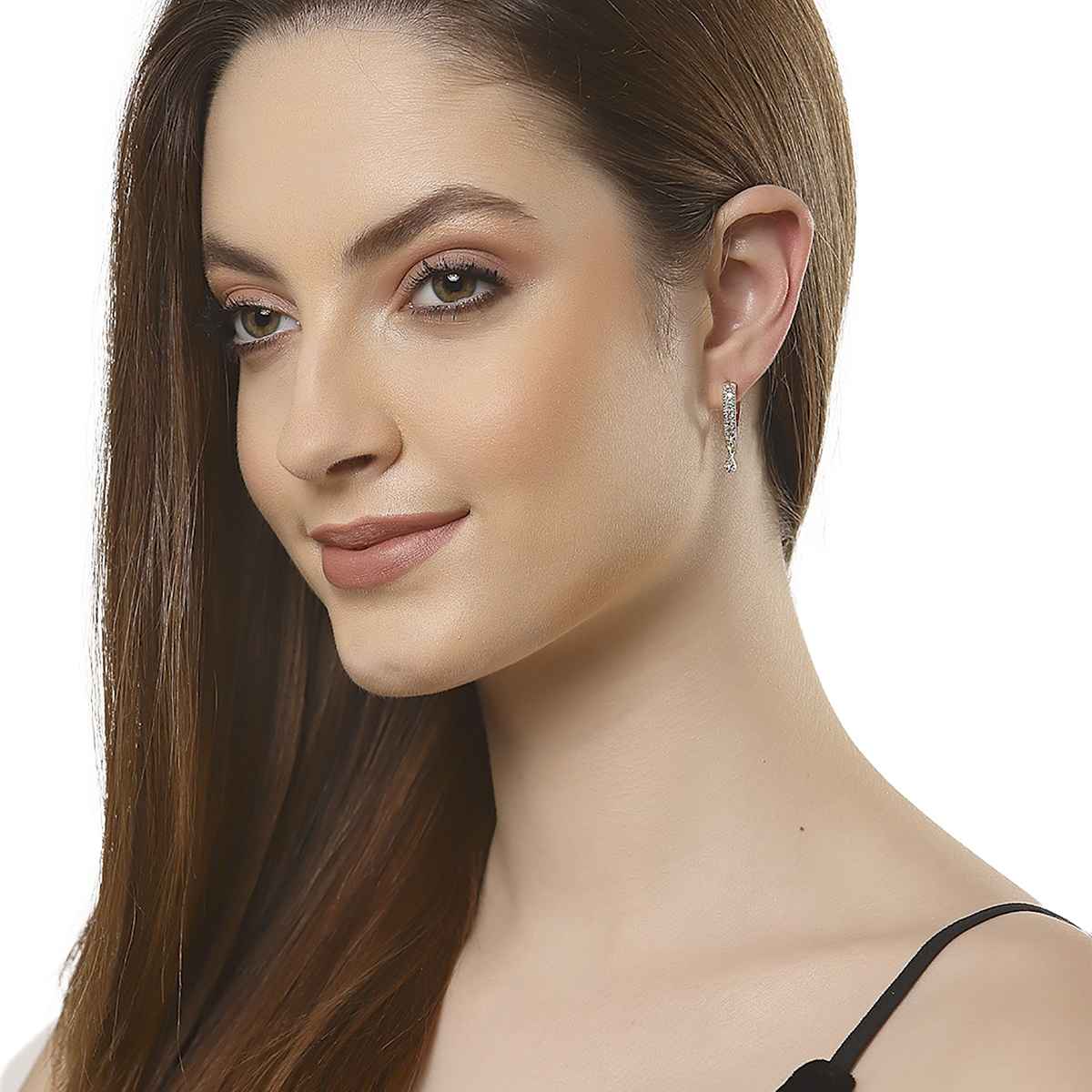 Zeneme Gold Plated Gold Toned Set Of 8 White Contemporary Stud & Drop Earrings For Women & Girls