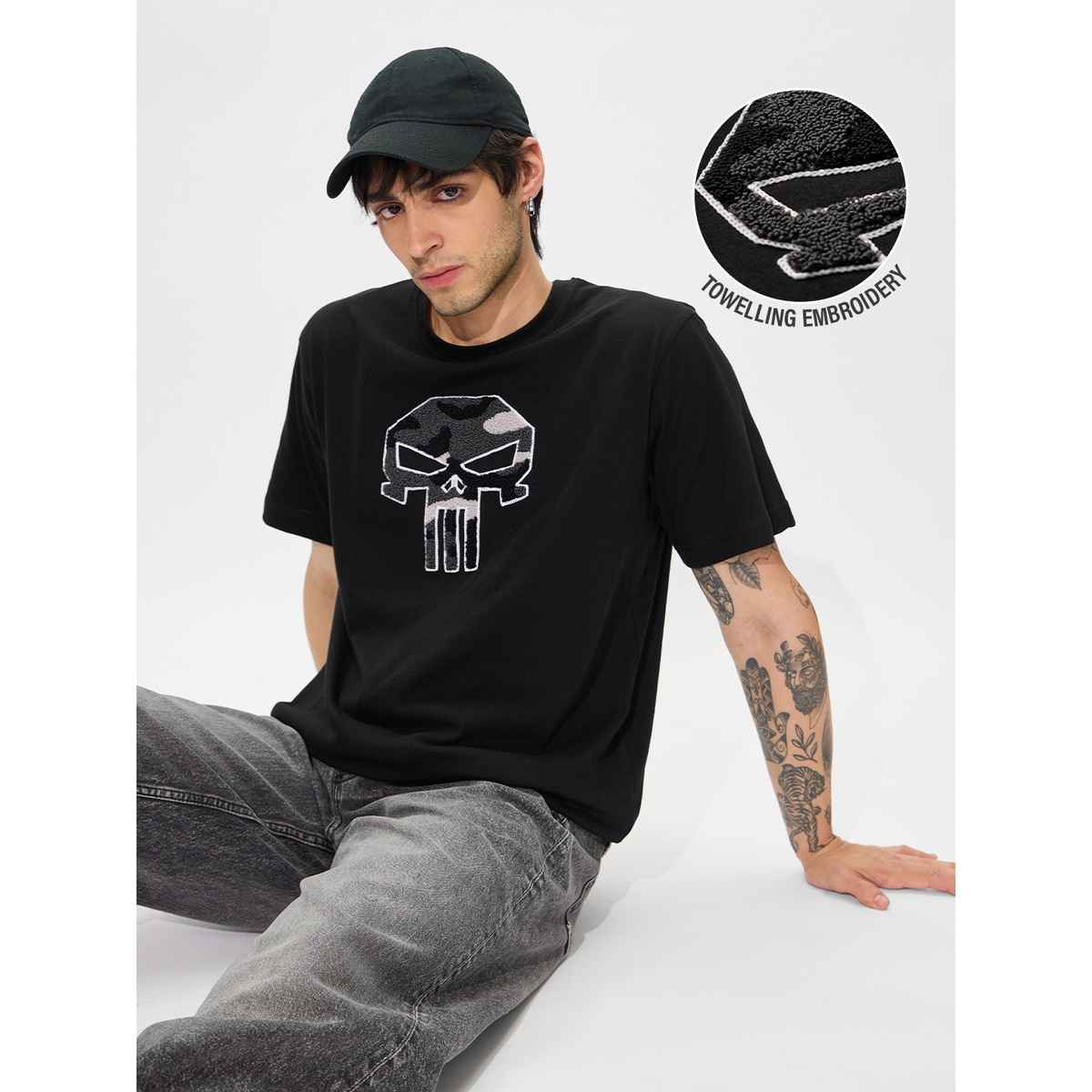 The Souled Store Men's Regular Punisher - It's Time T-shirts | Black | M