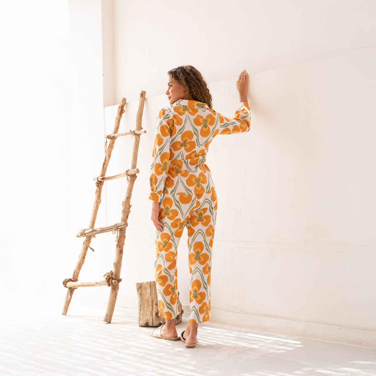 Sanskrutihomes Women's Pure Cotton Co-Ords | SE-CS-100 | Orange - M