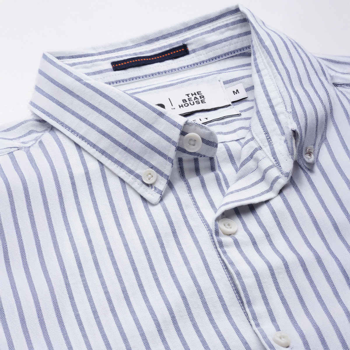 The Bear House Men's Striped Button-Down Casual Shirt | White - XL