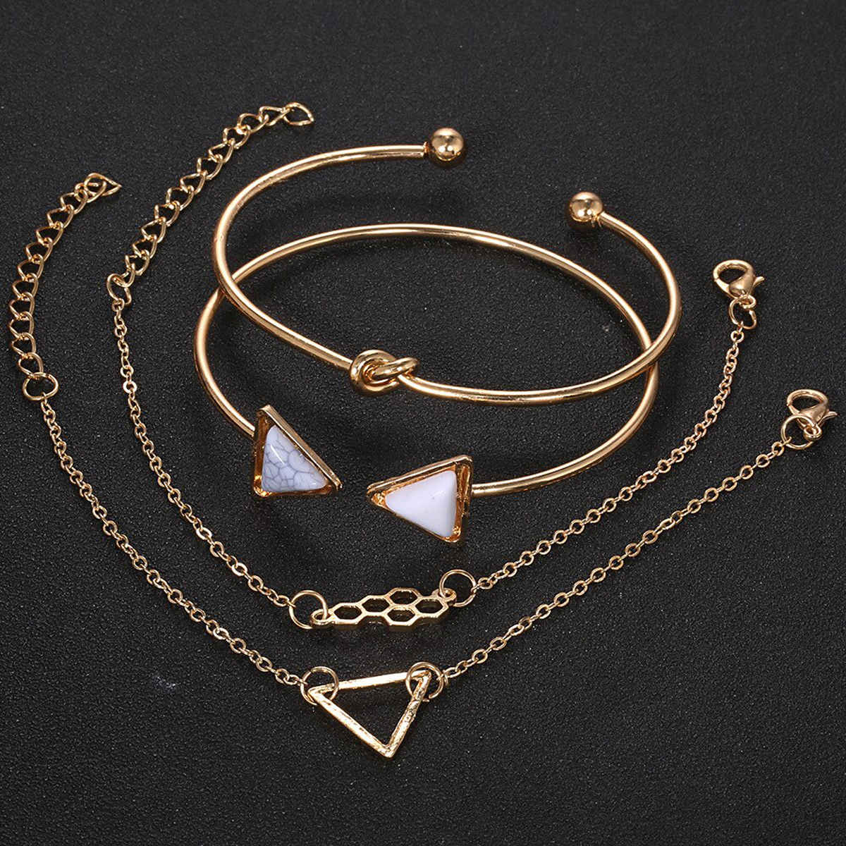 Jewels Galaxy Gold-Plated Set Of 4 Contemporary Korean Bracelets Combo (1 Pack 4 Bracelets)