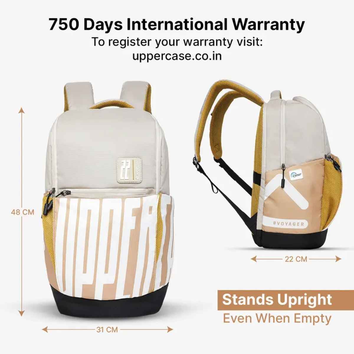 Uppercase Unisex Polyester 18 L Top Handle Laptop Backpack | Beige - 15.6 Inches