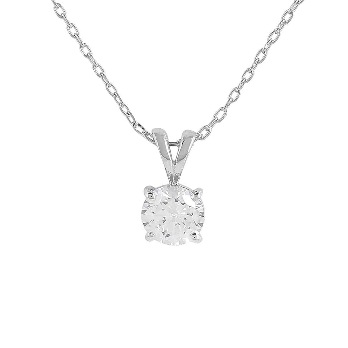 Voylla 925 Sterling Silver Cz Embedded Pendant With Chain