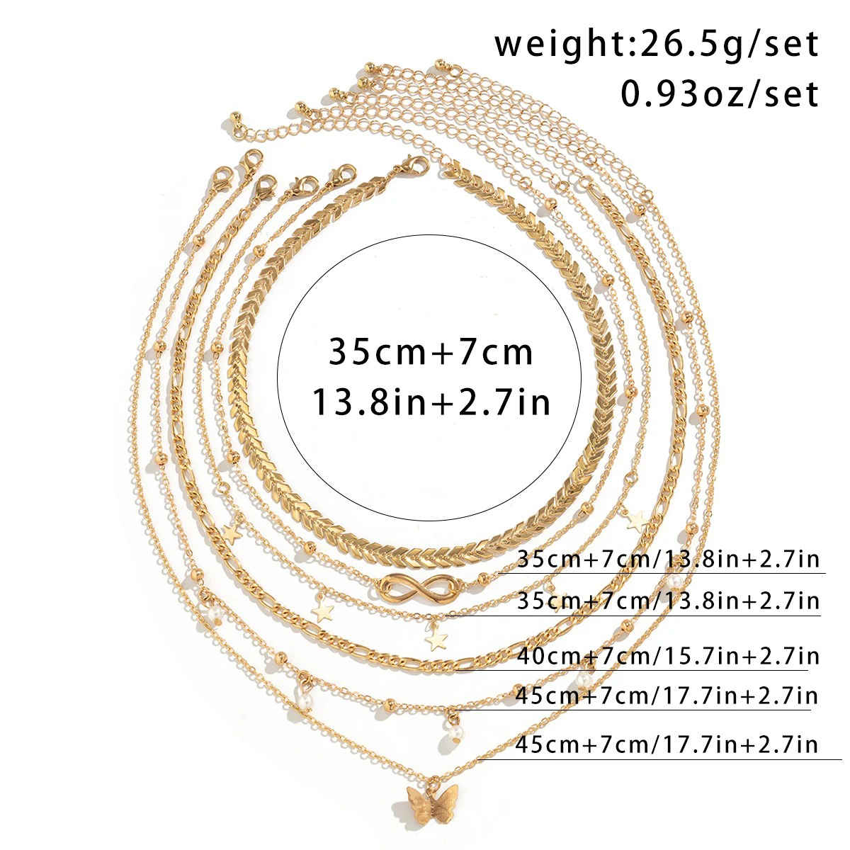 Jewels Galaxy Gold-Plated Pack Of 6 Layered Necklace (1 Pack 6 Necklaces)