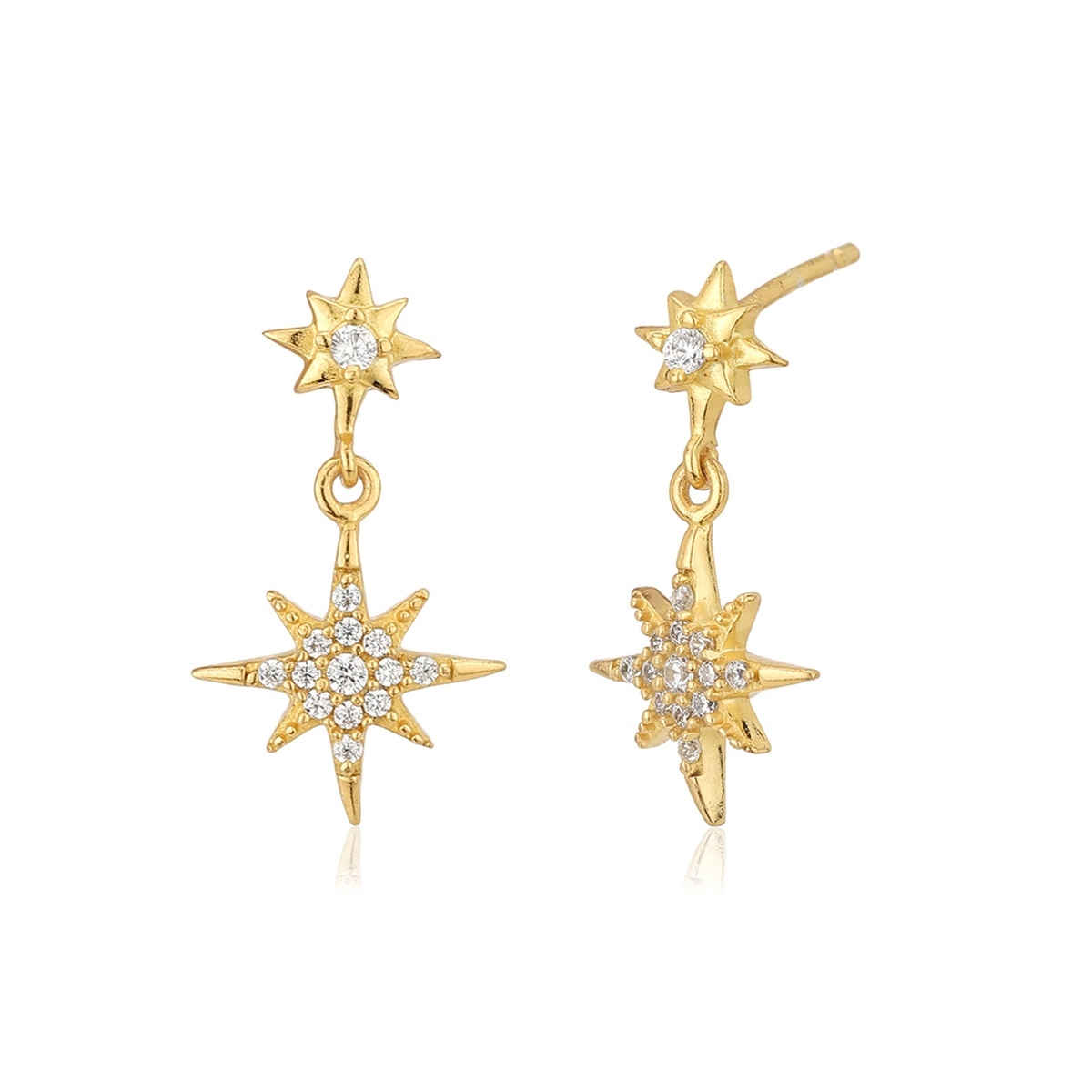 Buy Carlton London 18kt Gold Plated with CZ and Burst Star Drop Earring ...