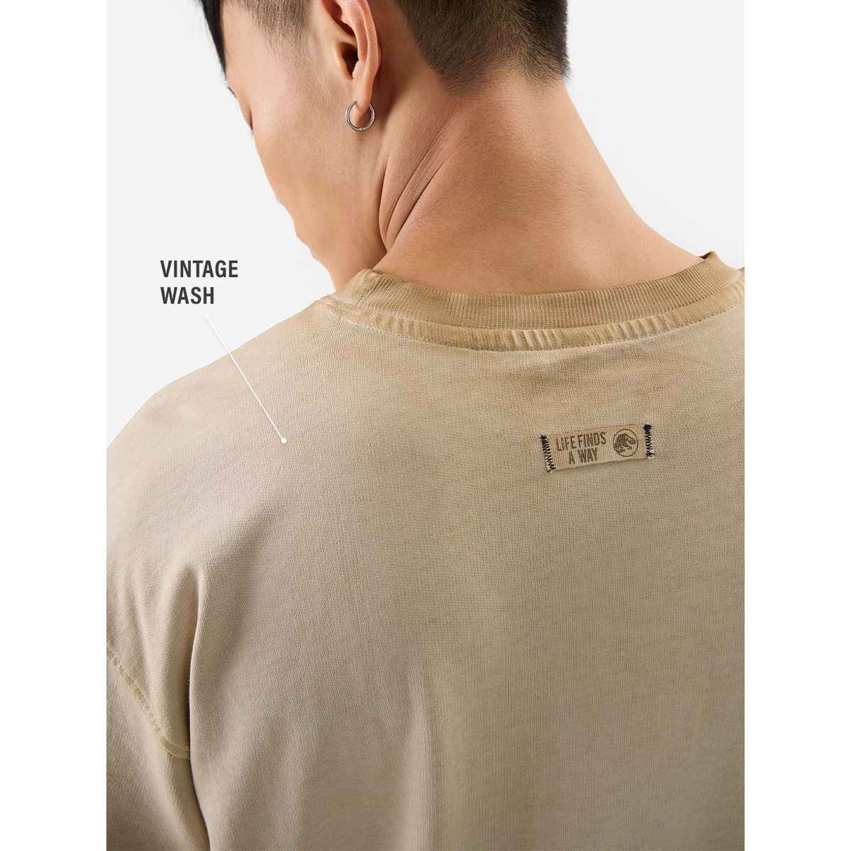 The Souled Store Men's Jurassic Park Logo Oversized T-shirt | Brown - L