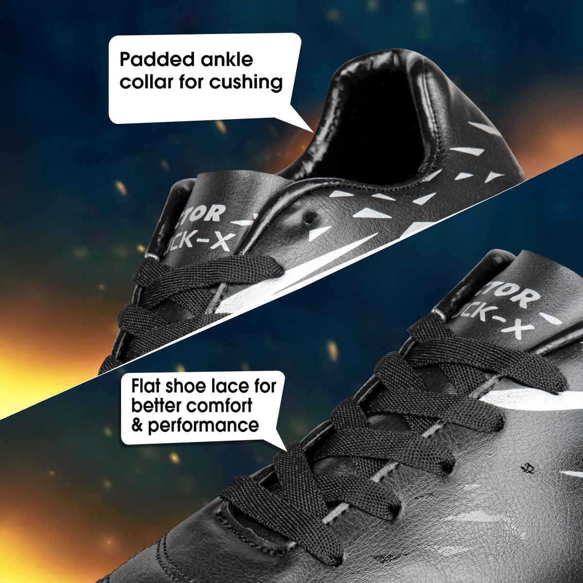 Vector X Kick-X Football Studs For Men Sports And Athletic Soccer Shoes | Black & Silver Size-5