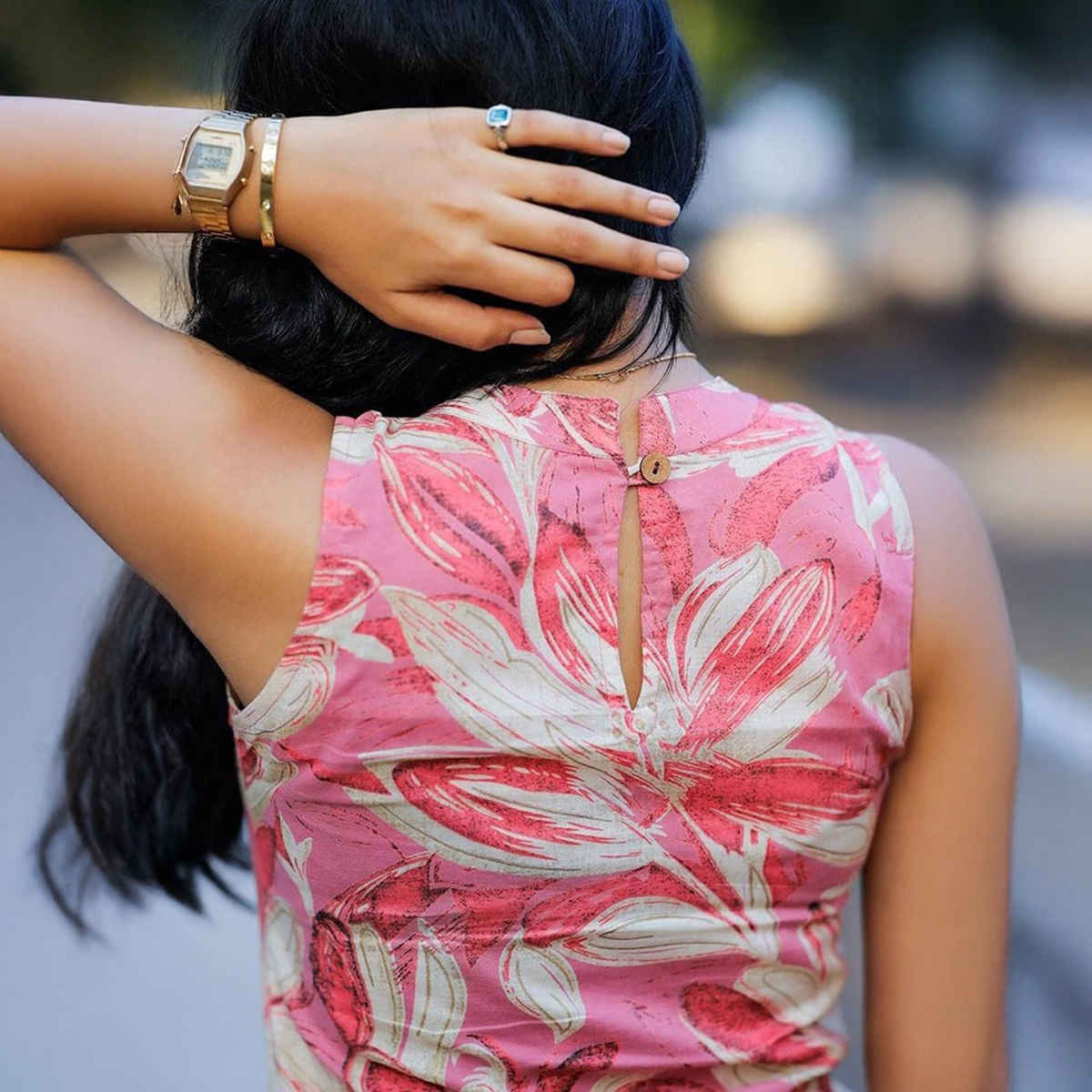 GoSriKi Women's Rayon Blend Straight Printed Kurta with Pant | Pink - L