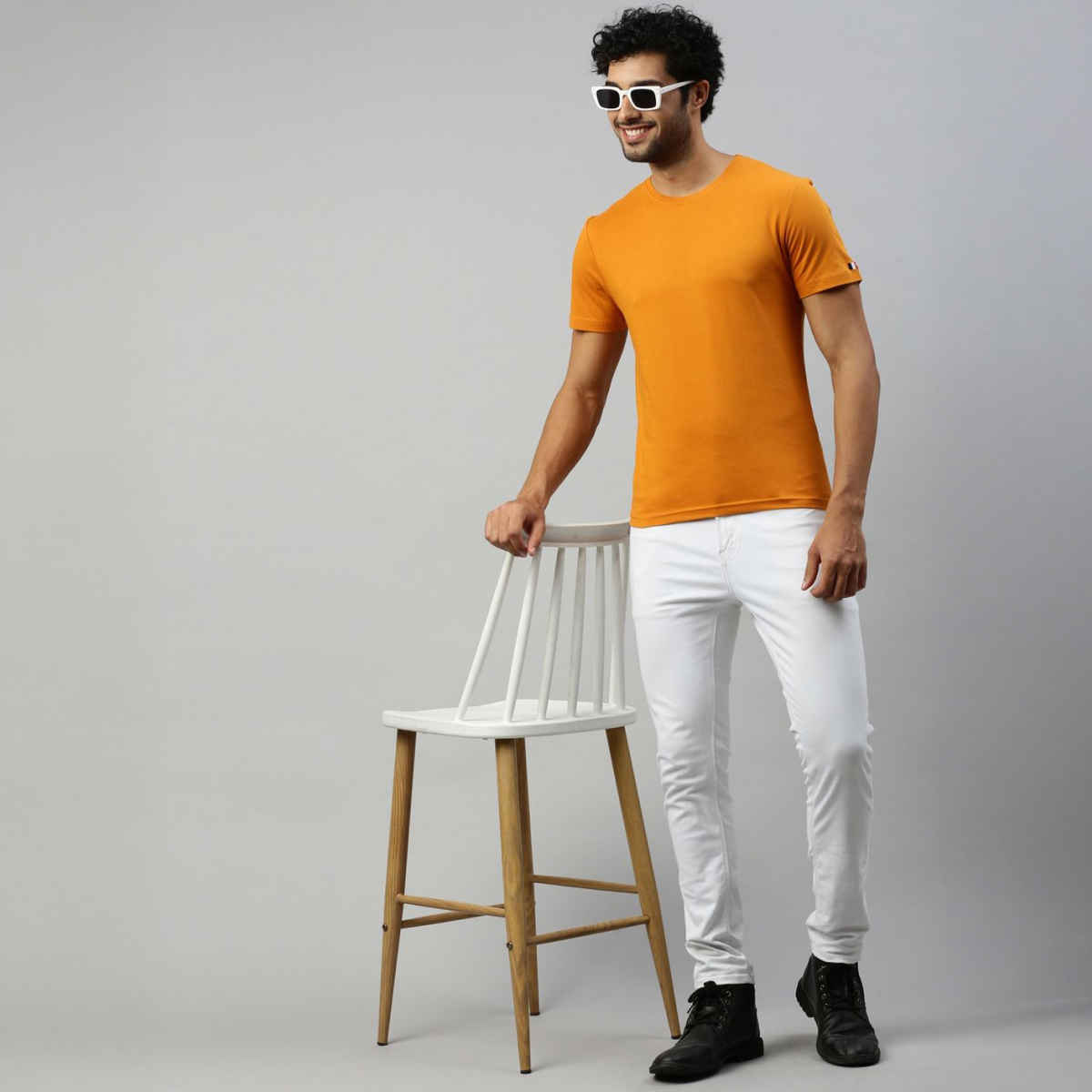 Actimaxx Men's Solid Round Neck Pure Cotton T-shirt | Colour May Vary - S