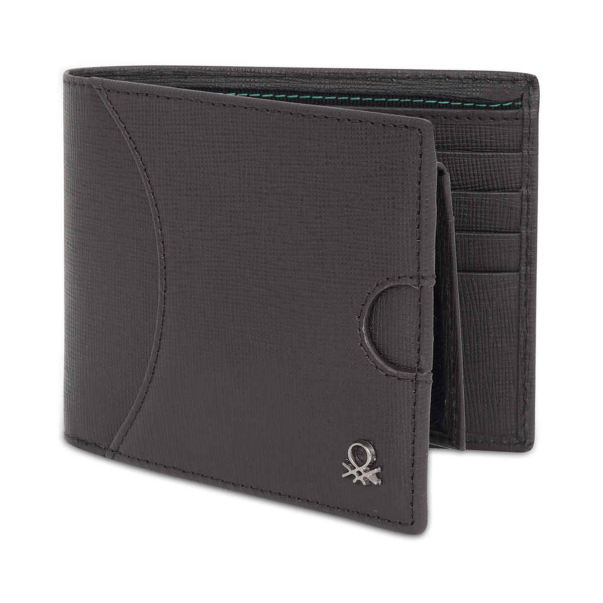 United Colors Of Benetton Men's Solid Leather Passcase Wallet | Black - One Size