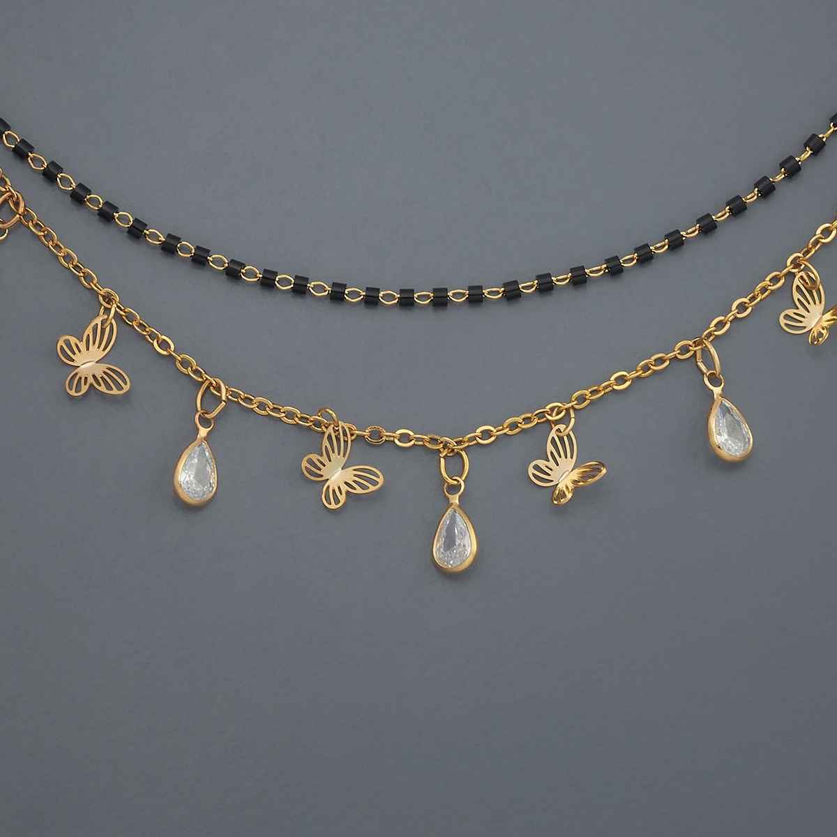 Kushal s Fashion Jewellery White Gold-Plated Zircon Trendy Mangalsutra | 441319