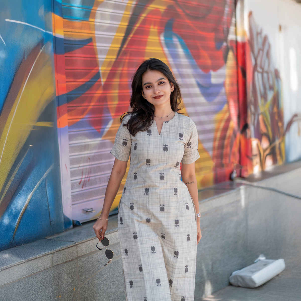 GoSriKi Women's Viscose Rayon Straight Printed Kurta with Pant | OCHI | White - S