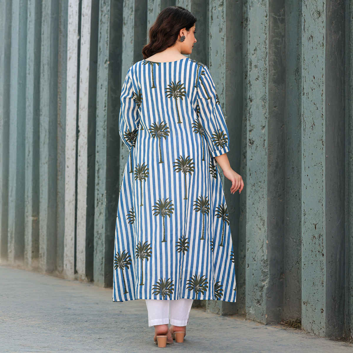 INDO ERA Women's Printed A-Line Kurta Pant set | KS0ML11341 | Multicolour - L