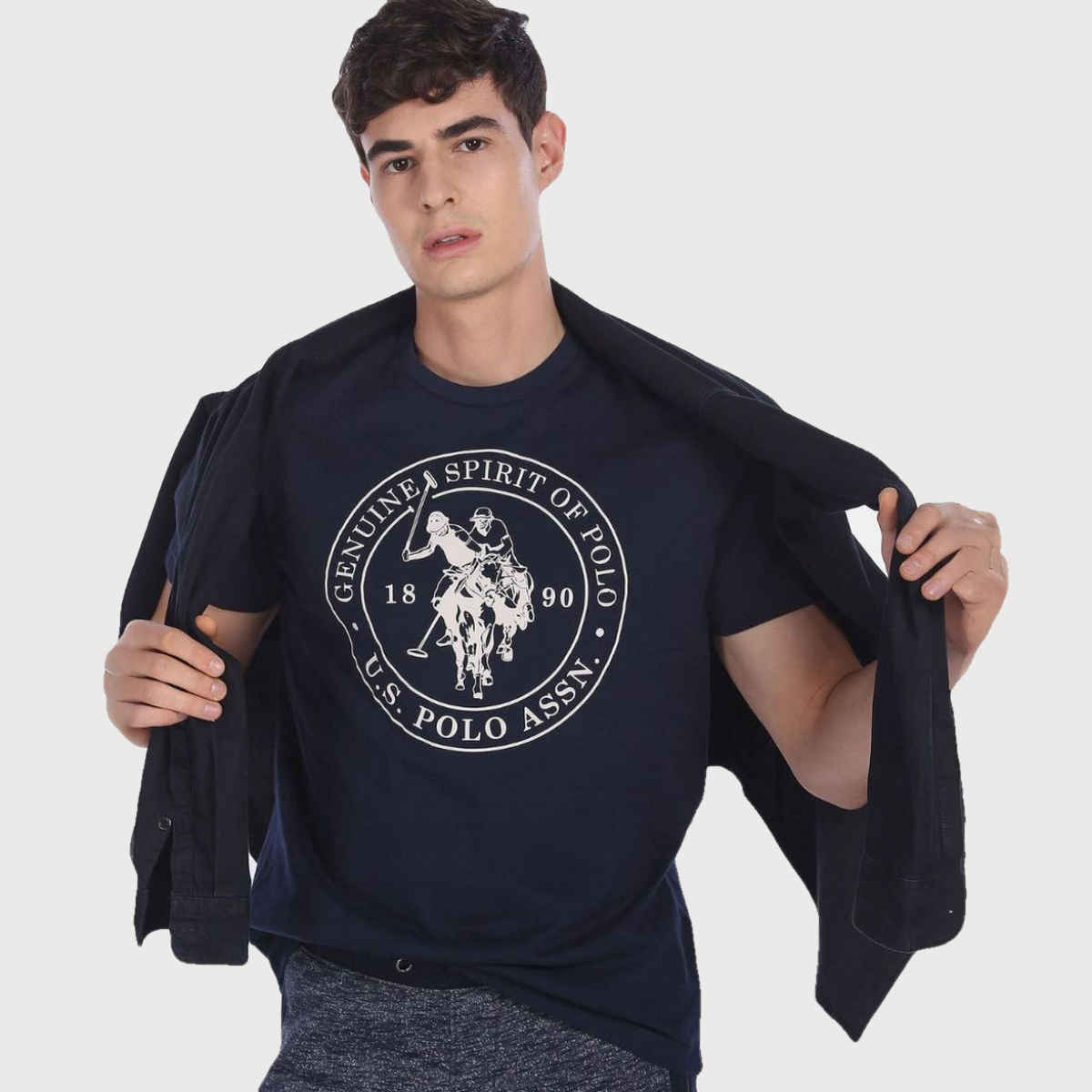 U.S. Polo Assn. Men's Comfort Fit Printed Lounge T-Shirt | Navy Blue - L