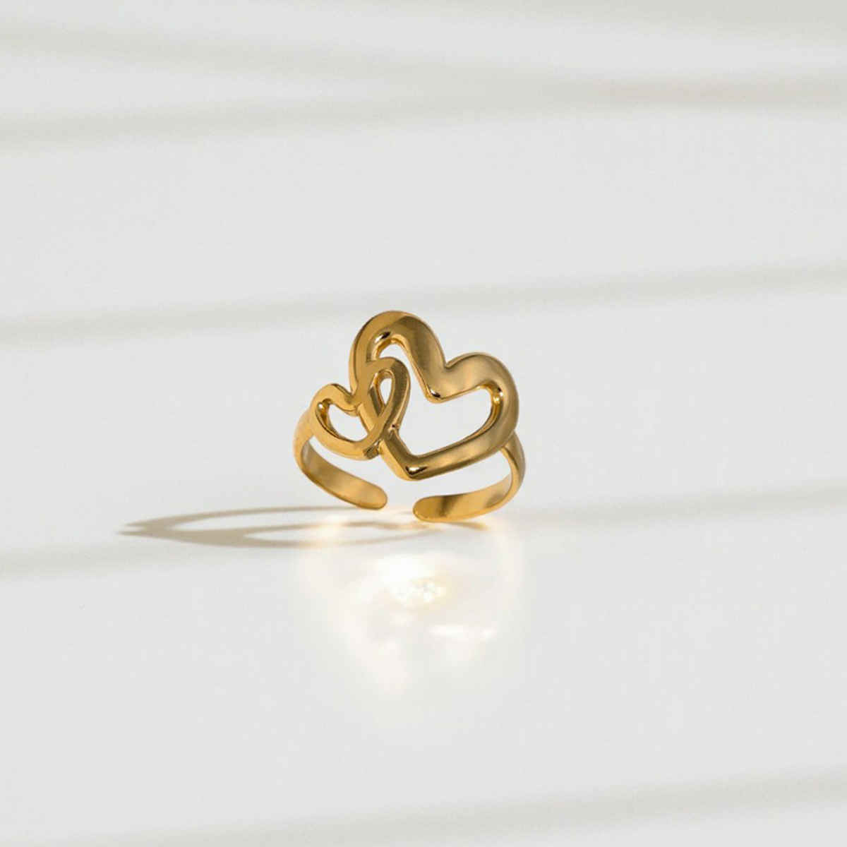 Label She Gold-Plated Stainless Steel Heart Themed Adjustable Ring | LS-RNG-72207