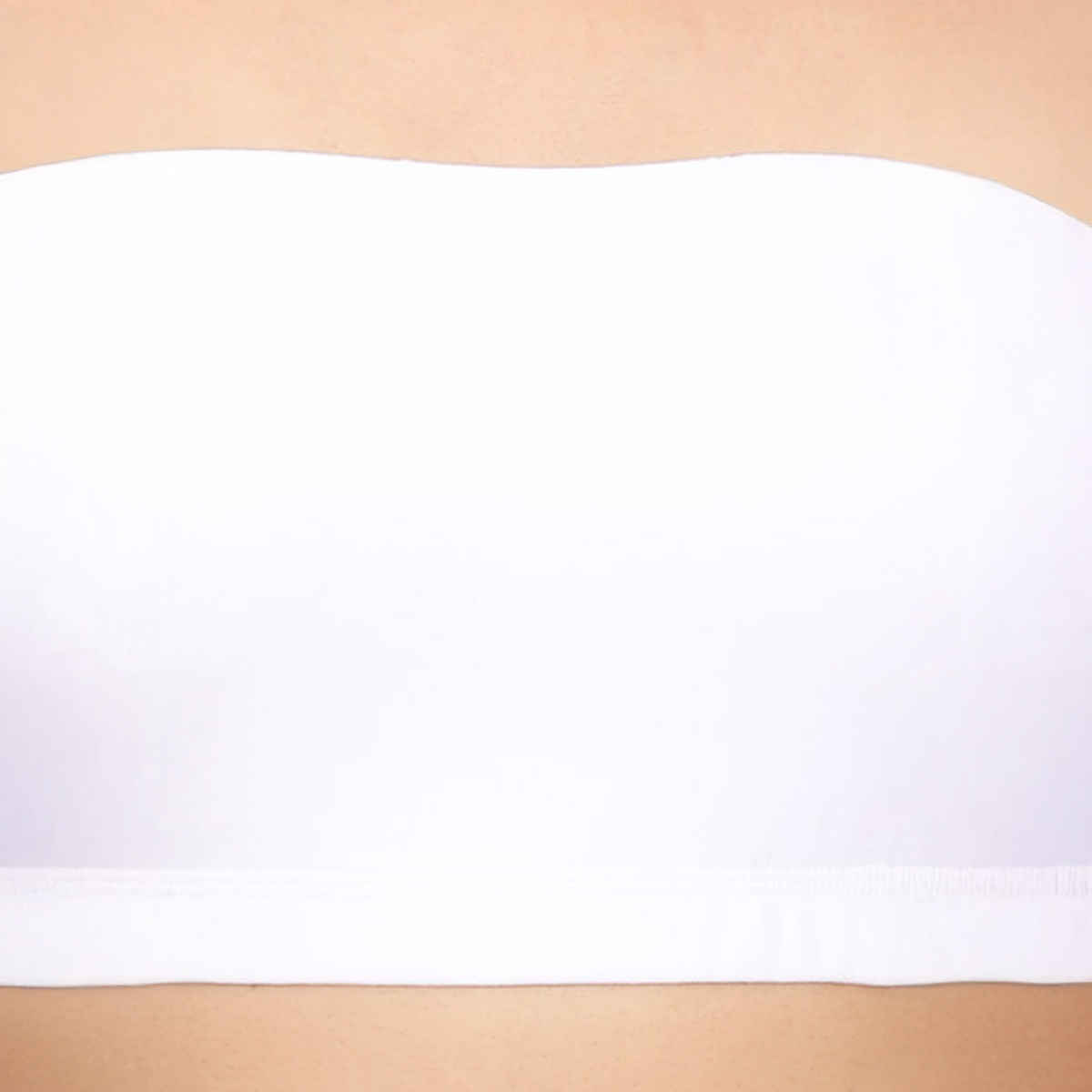 D'chica Double-Layer Cotton Strapless Bra | Non Padded Bandeau | Solid White - S