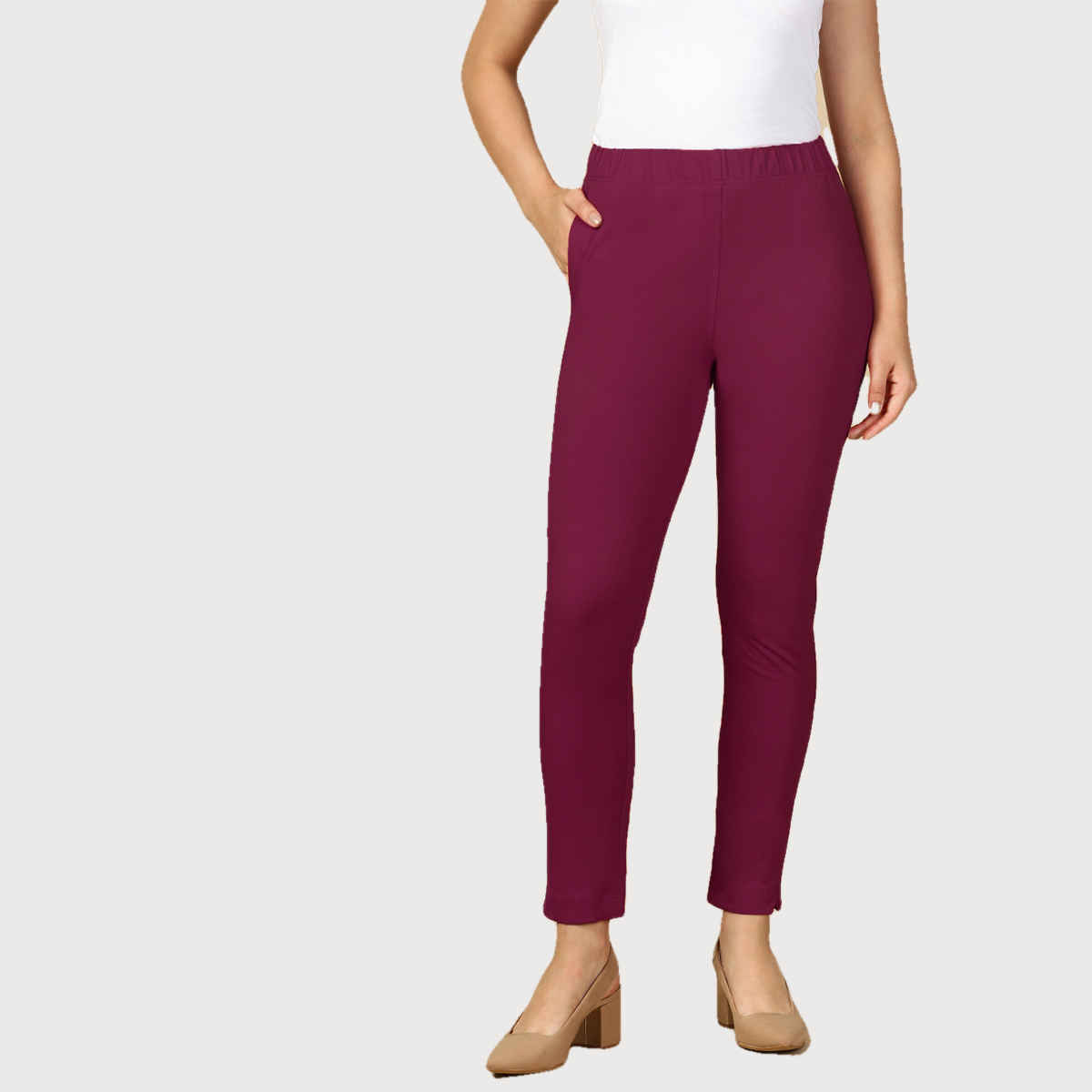 PYNK By Lux Cozi Women's Premium Modern Kurti Pants | Mauve | Free Size
