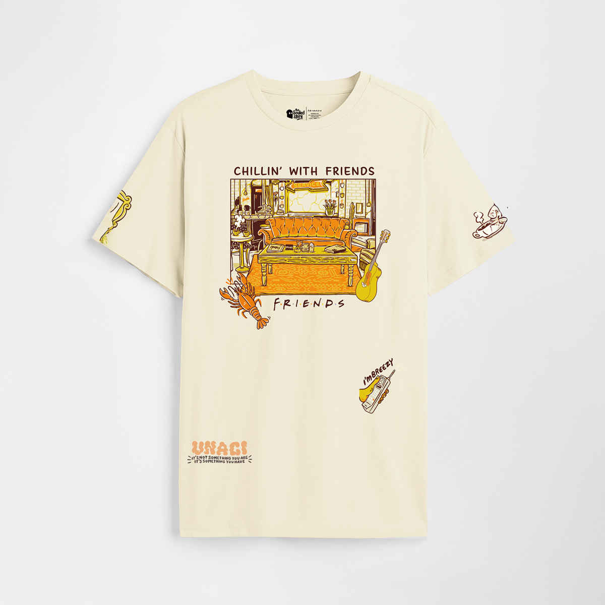 The Souled Store Men's Regular F.R.I.E.N.D.S - Chillin' T-shirts | Off White | XL