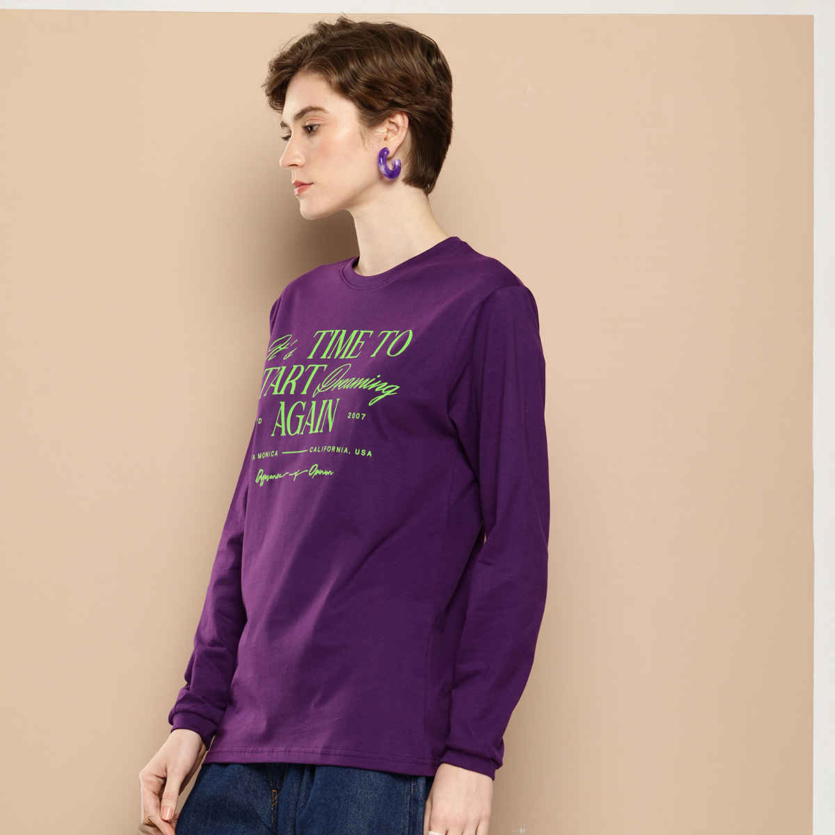 Difference Of Opinion Women's Long Sleeve Oversized T-shirt | Purple - S