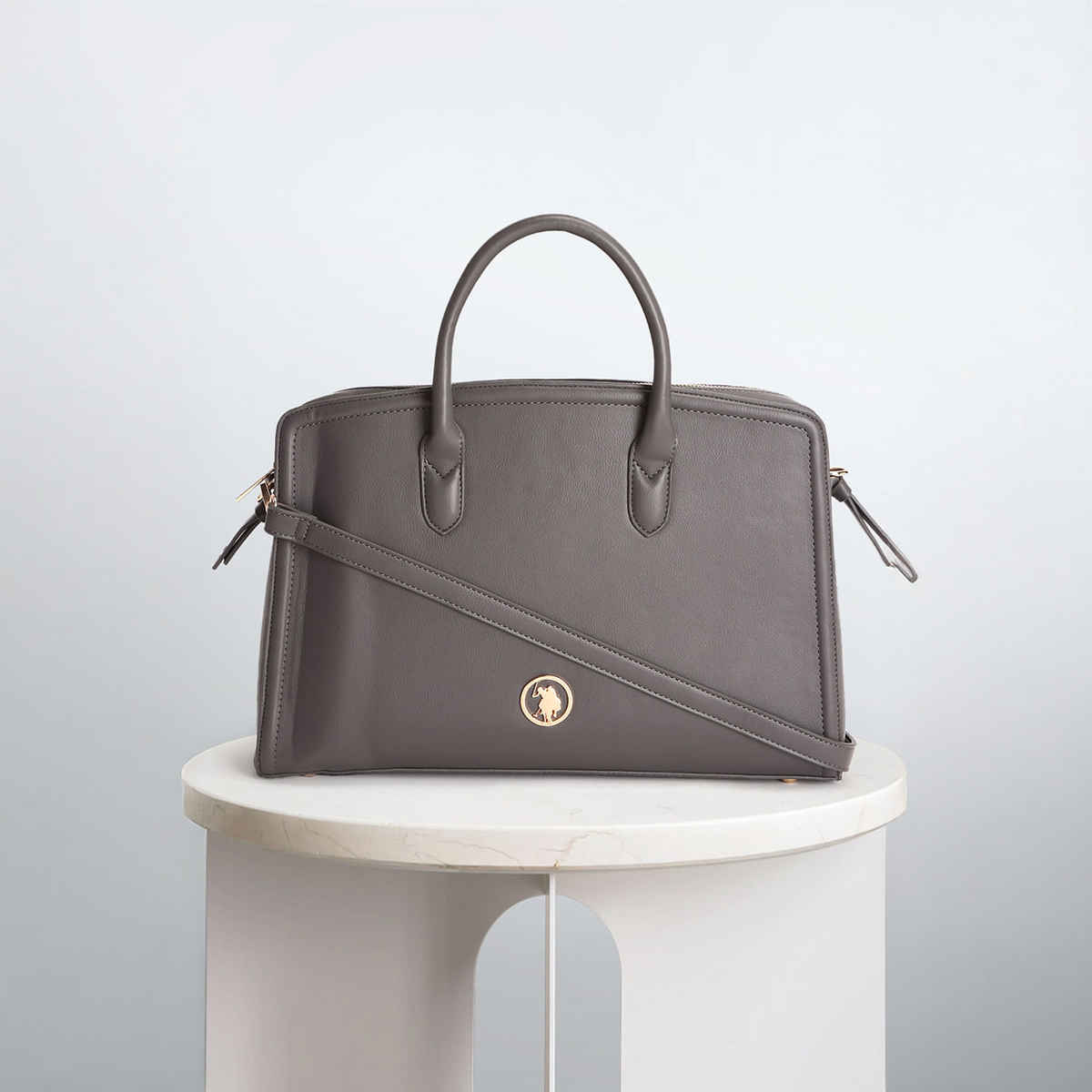 U.S. Polo Assn. Solid Structured Laptop Bag | Grey