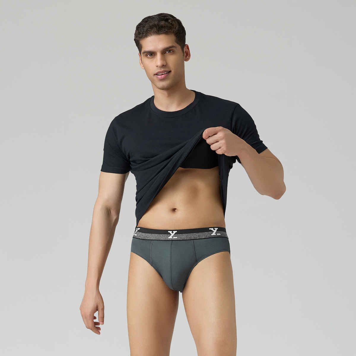 XYXX Men's Cotton Solid Briefs, Pack of 1, Anchor Grey| XL
