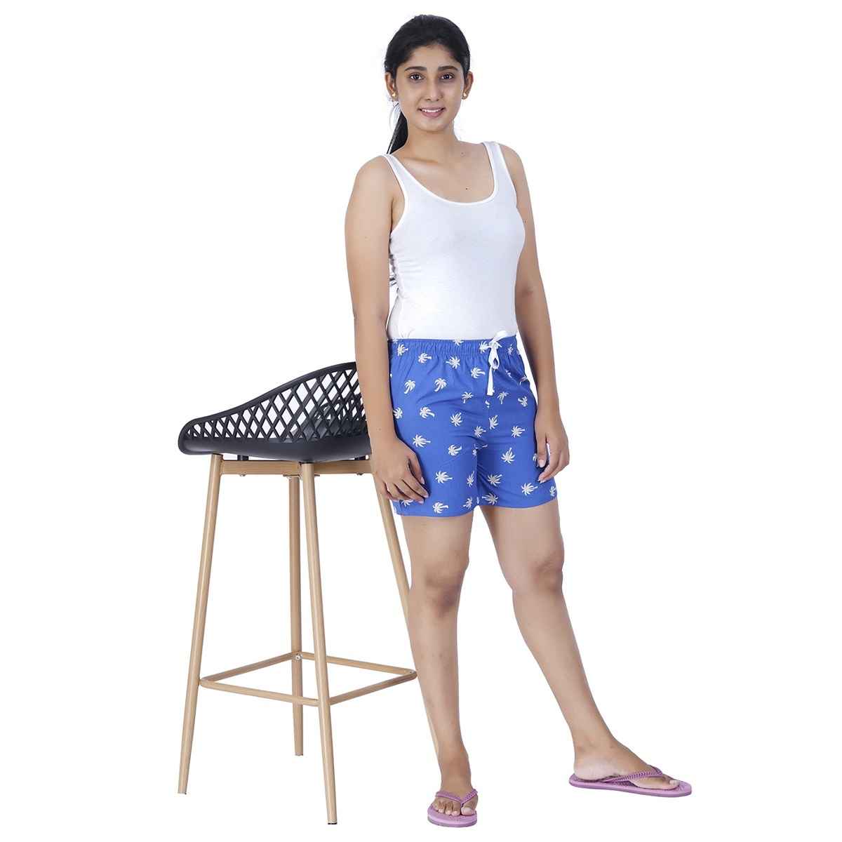Happy Bunny Women's 100% Pure Soft Cotton Shorts | Blue - M